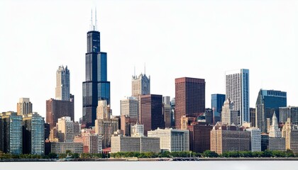 Fototapeta premium Chicago skyline on isolated white background