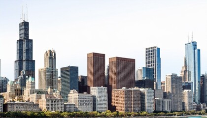 Fototapeta premium Chicago skyline on isolated white background