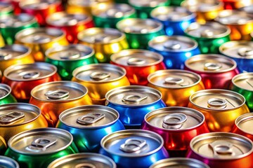 Stunning Tilt-Shift Photography of Colorful Aluminum Cans Piled Together in an Artistic Arrangement, Showcasing Their Unique Shapes and Textures in a Miniature World