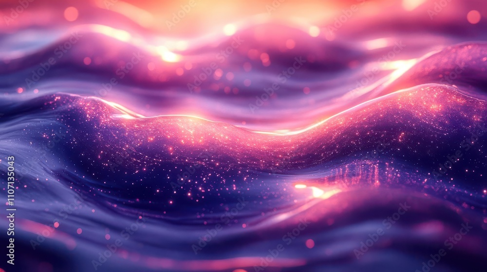 Aufkleber a mesmerizing view of shimmering waves with vibrant colors and sparkling details, creating a dreamy,