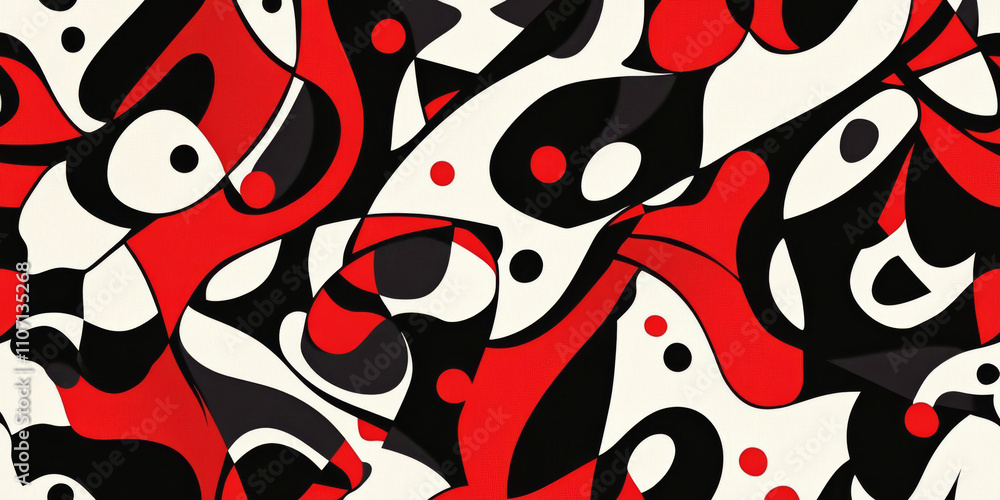 Canvas Prints a dynamic abstract pattern featuring bold geometric shapes in contrasting colors like red, black, an