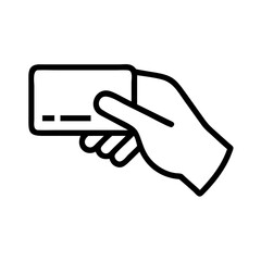Hand holding a credit card, icon