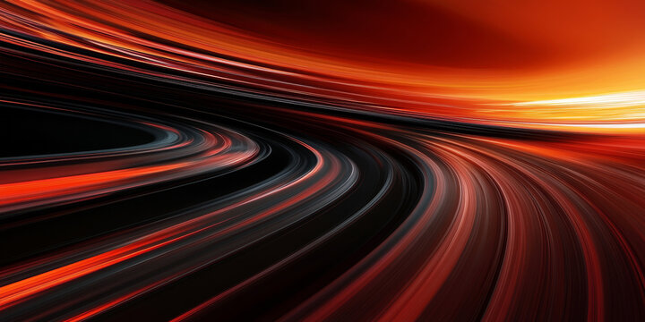 A dynamic racing track background with sleek curves, motion blur, and a dramatic sunset in the sky. The scene conveys speed, energy, and excitement, ideal for motorsport themes.