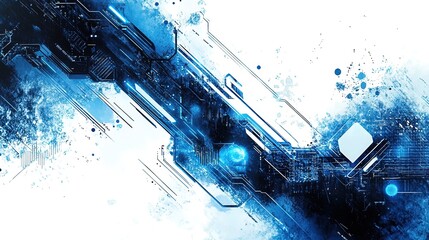Blue abstract line art creative background material, commercial advertising illustration in the technology field, computer wallpaper
