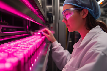 Production technologist conducts quality inspection in a high-tech laboratory