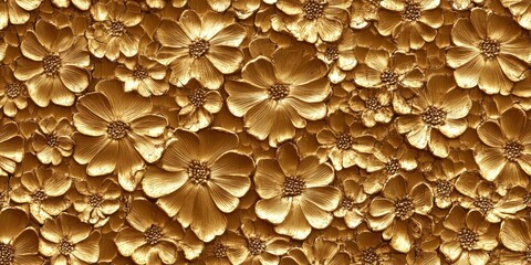 Seamless gold floral pattern with cracked texture for elegant design projects