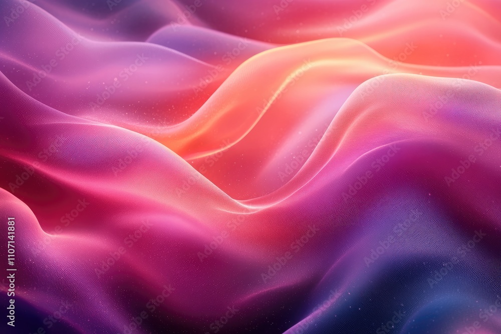 Poster abstract pink and purple waves flowing smoothly with particles