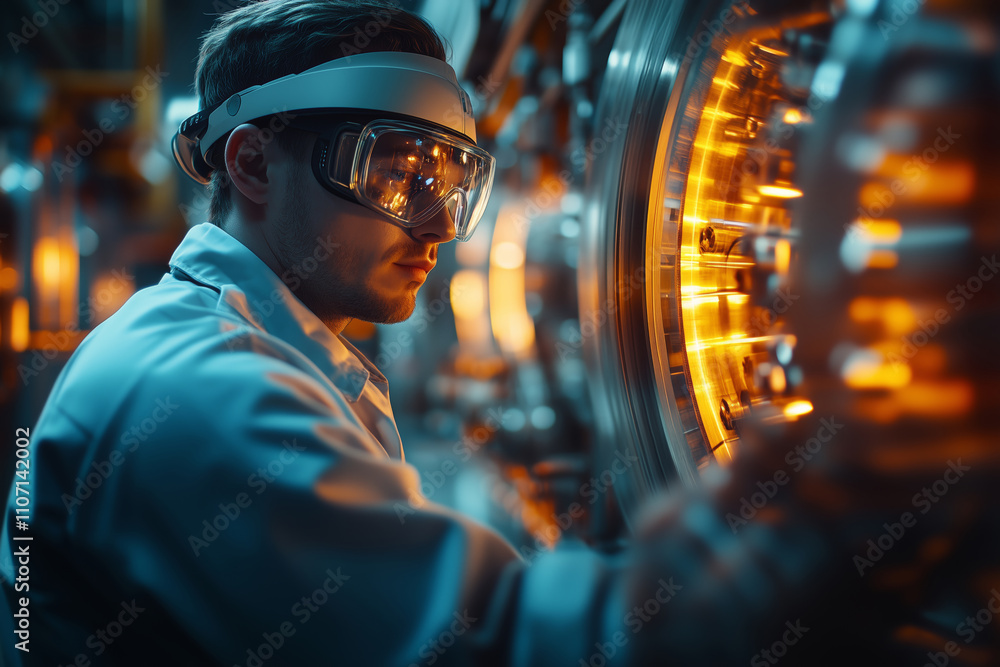 Poster Engineer immerses in virtual reality for advanced simulation tasks
