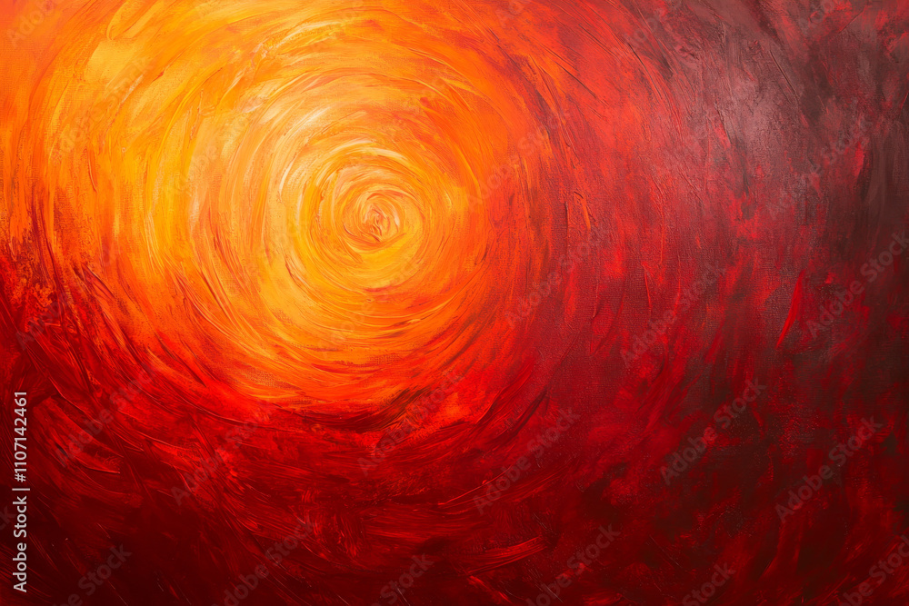 Poster abstract fiery whirl texture, bold red and orange patterns creating dynamic spirals, intense and dra