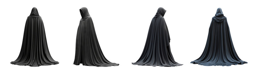 Naklejka premium Cloaked Figure Collection with Transparent Background