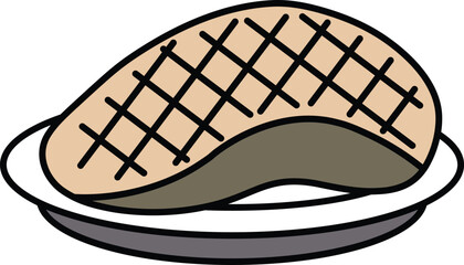 Illustration of roast duck meat in line style