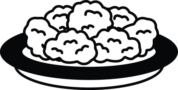 recommend clip art: Illustration of fried chicken nuggets in line art style