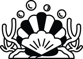 A black and white shell with and a background