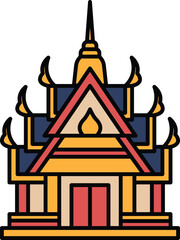 A building with a red roof and yellow trim