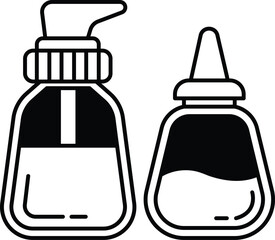 Two bottles of liquid with a cap