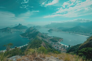 Brazil Rio De Janeiro - Aerial Panorama View of City, Sea, and Mountains