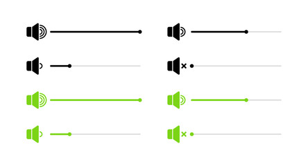 Sound Icons Set. Silhouette & Flat Style. Vector icons