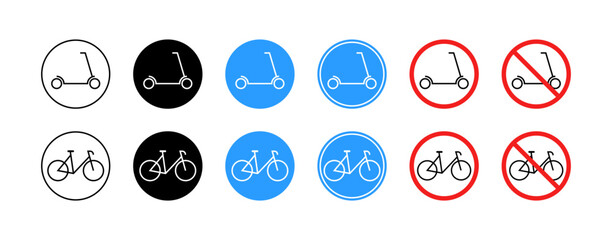 Bicycle and scooter parking icon set. Flat Style. Vector icons