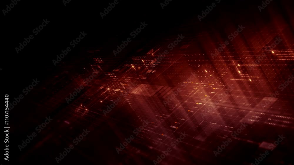 Leinwandbilder Futuristic network simulation blending AI, quantum physics, and deep learning, with a particle matrix analyzing data in a sleek, HUD-style interface