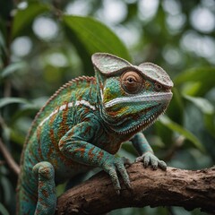 Obraz premium A chameleon blending into its surroundings.