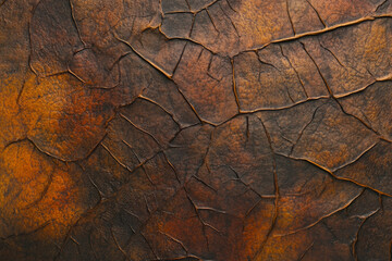 Textured dry leaves, layered earthy brown and orange tones with visible veins, autumnal and organic