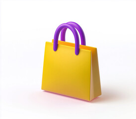 3D yellow shopping bag icon