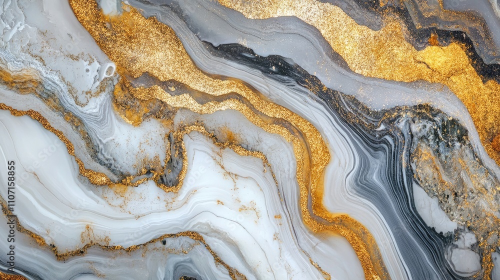 Poster beautiful abstract pattern of grey and gold, featuring smooth flowing lines that create a luxurious 