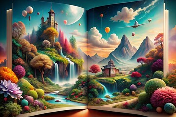 Surreal Magazine Layout Featuring Whimsical Elements, Dreamlike Textures, and Bold Colors, Perfect for Creative Editorial Design and Artistic Visual Storytelling