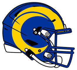 Blue modern helmet of the Los Angeles Rams American football team
