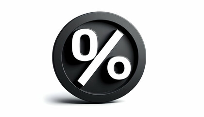 Icon A matte black zero percentage icon with a sale discount, isolated over a white background, represent2