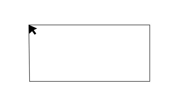 A Rectangle line is drawn with the mouse pointer. pencil drawing a rectangle line