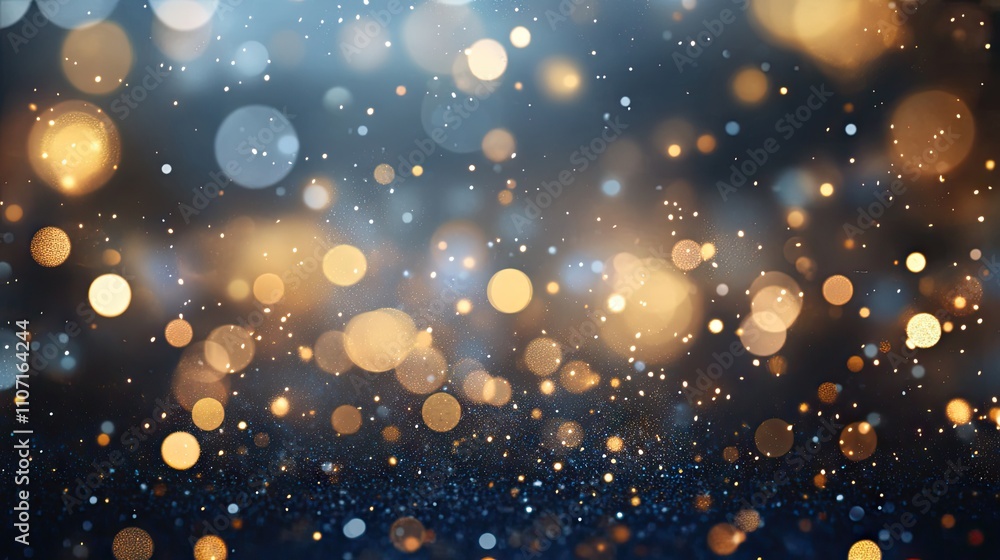 Poster a mesmerizing background of shimmering gold and white bokeh lights, creating a festive and magical a