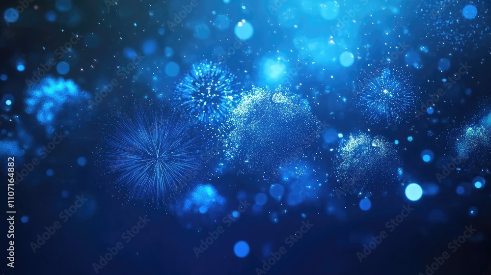 Aufkleber a mesmerizing display of blue particles creating a magical atmosphere reminiscent of fireworks.