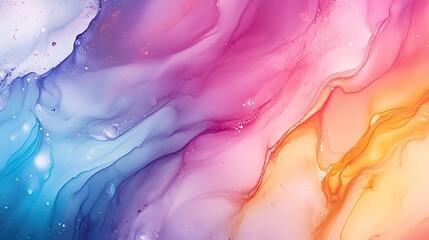 Obraz premium A vibrant abstract artwork showcasing fluid waves in pink, blue, and orange hues.