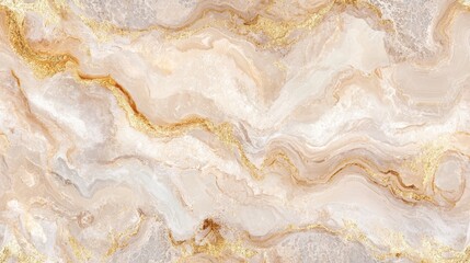 A beautiful abstract design featuring swirling patterns in soft beige, cream, and accented with gold flecks.