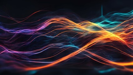 Fototapeta premium Abstract digital waves in vibrant colors creating a dynamic visual effect.