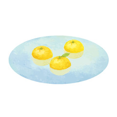 水彩手書きの柚子湯のイメージのベクターイラスト