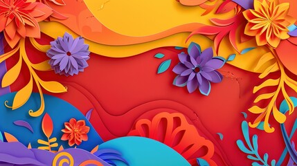 Paper Cutting Style Background - A creative and intricate design. The paper cutting technique creates a detailed and artistic backdrop.
