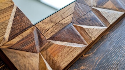 Close-up of a Wooden Frame with Geometric Patterns