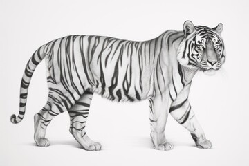 Tiger drawing sketch wildlife.