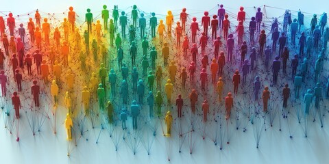 Fototapeta premium Colorful diverse people network connection.