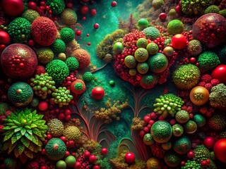 Fototapeta premium Surreal Textured Photography Background Blending Crimson and Green Hues for Creative Visuals and Artistic Projects in Unique Compositions and Designs