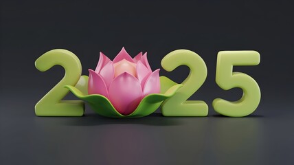 2025 New Year celebration with lotus flower, Indian and Asian influences, ideal for holiday marketing, cultural promotions, and festive greetings.
