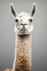 Obraz premium One funny alpaca at neutral studio background