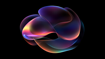 Abstract iridescent shape, dark background design