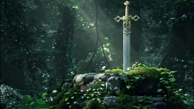 Fantastic weapon royal sword with beautiful handle and blade
