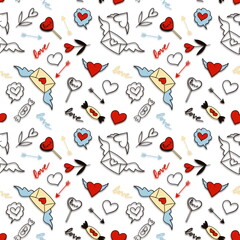 valentines day, hearts, love, stickers, red, pink, 14 February, red hearts, 14 February stickers, colored hearts, love letters, heart shaped, pattern, aesthetic, watercolor
