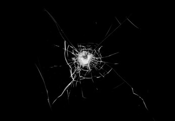 Texture of broken glass on a black background