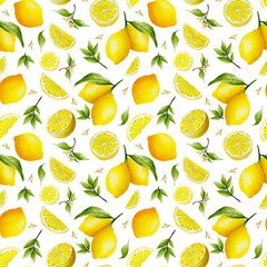 lemons, lemon, yellow, greenery, pattern, aesthetics, watercolor, background, background image, texture, seamless, continuous, wallpaper, fabric, colorful