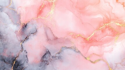 Abstract marble texture with pink, grey, and gold veins, creating a luxurious and elegant appearance.